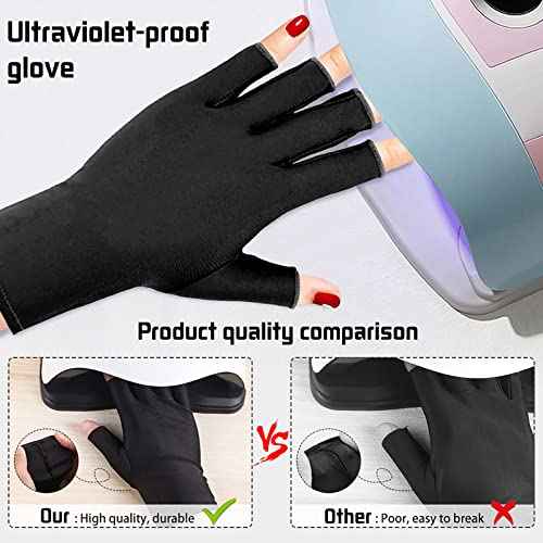 Pimoys UV Gloves for Gel Manicures UPF50+ Fingerless UV Light Protection Gloves for Gel Nails Manicure