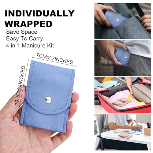 30 Sets Finger Nail Clipper Set Bulk,4 in 1 Adult Stainless Steel Travel Manicure Kit with Case Individually Wrapped Nail Clippers Bulk for Homeless,Hotel,Charity(2 Colors)