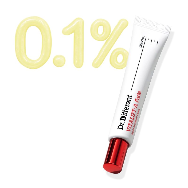 Dr.Different VITALIFT-A Forte Retinal 0.1% | Intensive Anti-Aging Cream for Wrinkle Reduction & Firming - 0.7oz