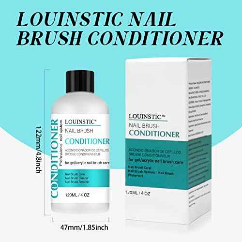 LOUINSTIC Acrylic Nail Brush Cleaner - Quickly Clean Gel/Acrylic Nail Brushes, Paint Brushes, Airbrushes, Art Tools, Nail Brush Cleaner Conditioner Preserver and Restorer 4 OZ