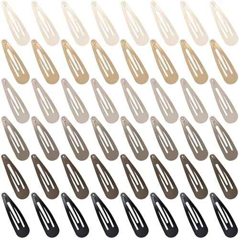 48 PCS Small Metal Barrettes For Women Non Slip Water Drop Snap Clips For Thick Thin Fine Hair Classic Accessories,Black Brown Beige,1.97 x 0.5 In