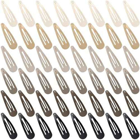 48 PCS Small Metal Barrettes For Women Non Slip Water Drop Snap Clips For Thick Thin Fine Hair Classic Accessories,Black Brown Beige,1.97 x 0.5 In