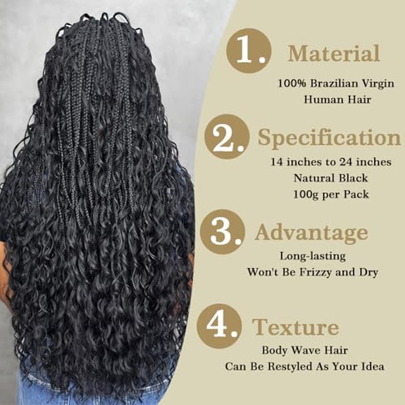 Body Wave Bulk Human Hair For Braiding No Weft Braids Human Hair Brading Hair Extensions 100g One Bundle Wet and Wavy Human Braiding Hair For Boho Braids Natural Black(20inch, Natural Black)