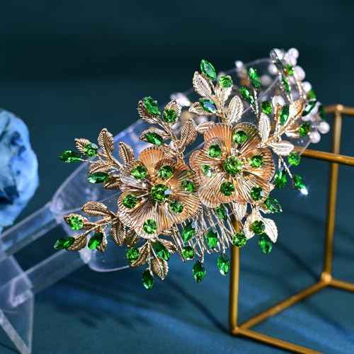 Bridal Headwear with Hair Comb - Wedding Headband for Brides(Green)