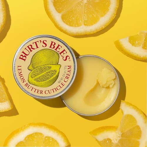 Burt's Bees Christmas Gifts, Hand Skin Care Stocking Stuffers, Moisturizing Cuticle Cream for Dry Skin, 100% Natural Origin, with Lemon Butter, 0.6 oz. (3-Pack)