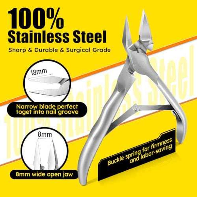 Ingrown Toenail Clippers Straight Blade Toe Nail Clippers for Thick Nails for Seniors, Stainless Steel Nail Clippers for Thick Toenails Ultra Slim 16mm Blade Podiatrist Nail Clippers (Straight Blade)