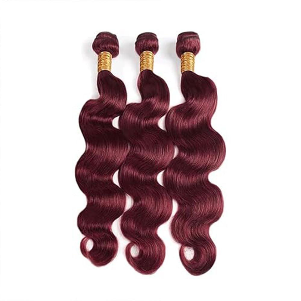 BilltiiWW Color 99j Body Wave Bundles Wine Red Human Hair Burgundy Bundles Brazilian Weave Wet and Wavy Soft Silky for Woman 8 10 12 Inch