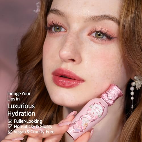 Flower Knows Midsummer Fairytales Coating Lip Lacquer,Glowy Non-Fading Lip Gloss,Hydrating Tinted Lip Oil for Girls&Women,Vegan & Cruelty Free,0.17Fl Oz(G06 Bluebell)