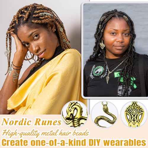 Fscwlmon 242PCS Vikings Hair Clips Jewelry for Women Men Norse Runes Tube Beads Loc Accessories Metal Braids Clip Cuffs for Dreadlock Viking Beard Hair Beads Bracelet Necklace DIY Pirate Decor Silvery