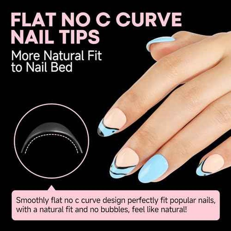 UNA GELLA Almond Gel Nail Tips Short: Half Cover Almond Shape Nail Tips Matte 216pcs Clear Gelly Tips for Saving Nail Extension DIY Nail Art, Self-handle 12Sizes