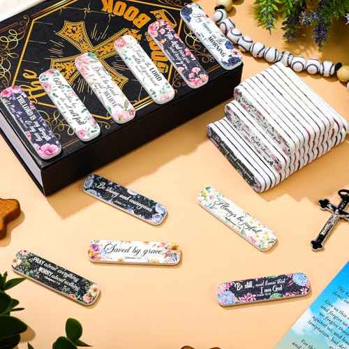 200 Pcs Christian Bible Verse Nail Files Gift for Women Religious Scripture Nail Emery Boards Colorful Floral Inspirational Buffering Files Scripture Manicure Tools VBS Christmas Gift Bulk