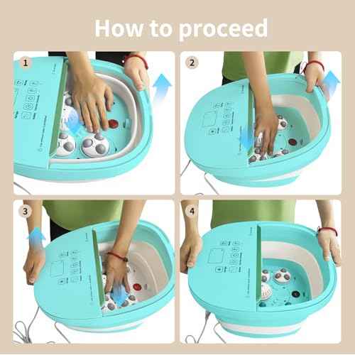 Collapasible Foot Spa Bath Massager with Heat, Pedicure Foot Spa with Bubbles/Timer/Temperature Control, Feet Soak Tub for Home, Office, Relaxation and Stress Relief, Gift for Men and Women (Blue)