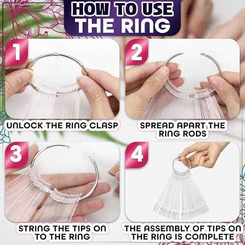 200 Pcs Clear Nail Swatch Sticks - Nail Swatches for Gel Polish - Transparent Acrylic Practice Tips with Metal Rings, Suitable for Displaying Colors, Training Templates for Beginners and Professionals