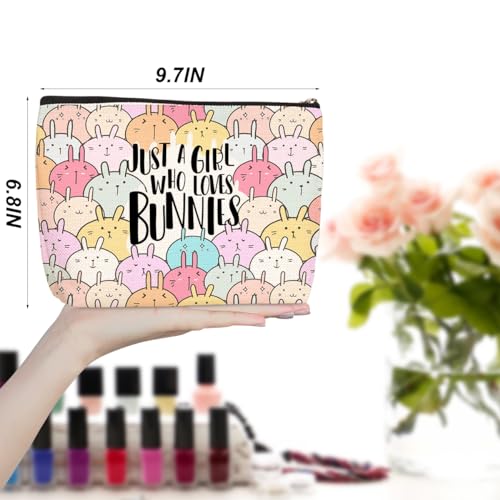 Cute Bunnies Makeup Bag Bunny Gifts Cosmetic Travel Bag Bunny Accessories Decor Stuff for Animal Bunnies Lovers Women Breeder Coworker Girls Best Friend Funny Skincare Bags for Christmas Birthday