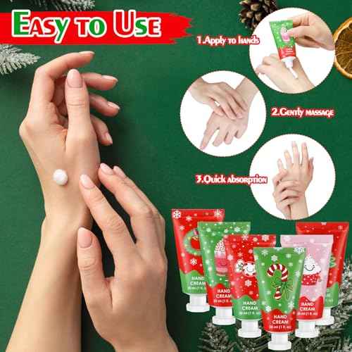 Loopeer 72 Pcs Christmas Hand Cream Gifts Bulk Christmas Mini Hand Lotion Xmas Stocking Stuffers Gifts Travel Size Mini Creams Moisturizer Cream Xmas Party Favors for Dry Skin Women Men Mom Employee