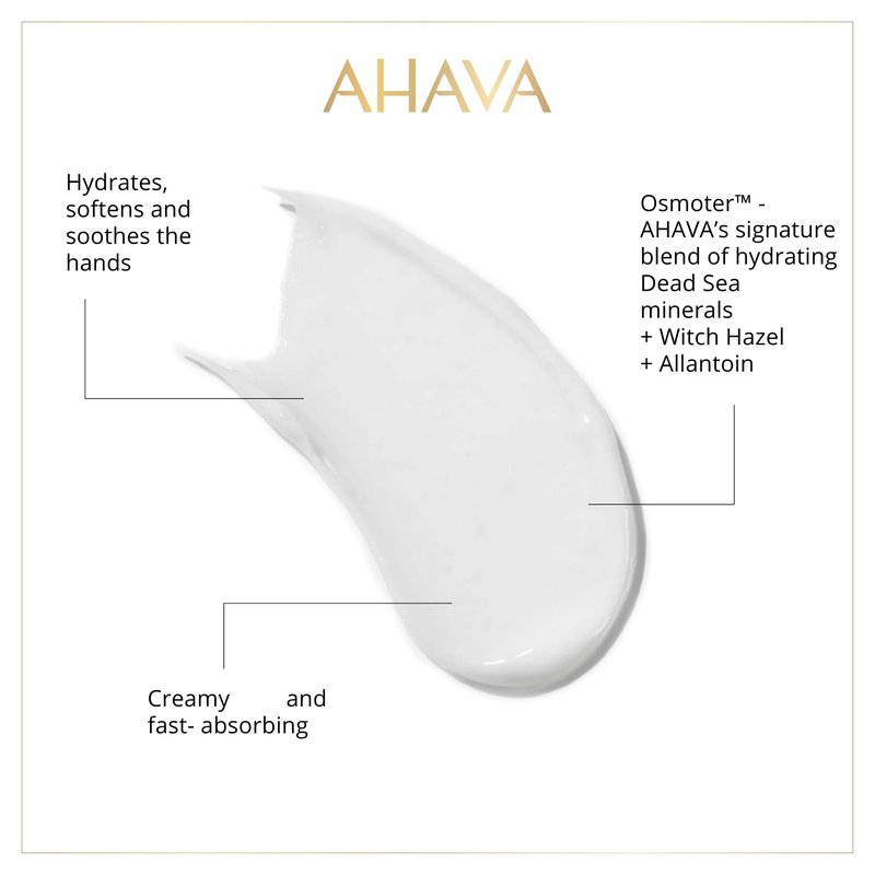 AHAVA Dead Sea Water Hand Cream - Fast-Absorbing Moisturizer for Dry, Cracked Hands | Enriched with Osmoter & Witch Hazel