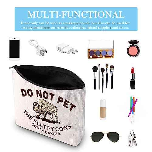 Bison Buffalo Gift Do Not Pet the Fluffy Cows Zipper Pouch South Dakota Gift Midwest Badlands National Park Gift Makeup Bag (SOUTH DAKOTA Bag)