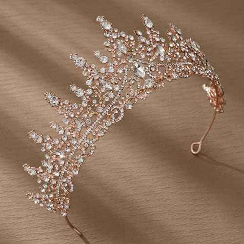 COCIDE Rose Gold Tiara and Crown for Women Crystal Queen Crowns Rhinestone Princess Tiaras for Girl Bride Wedding Hair Accessories for Bridal Birthday Party Prom Halloween Cos-play Costume Christmas