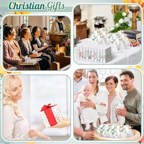100 Set Christian Religious Gift Bulk Lip Balm for Women Christian Church Party Favor Bulk Bible Verse Lip Balm with Scripture Christmas Inspirational Gift for Coworker Staff Employee
