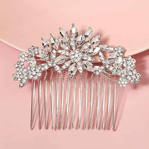 Crystal Bridal Wedding Hair Comb Silver Wedding Headpiece Hair Clip For Bride and Bridesmaid
