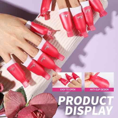 FANDAMEI Nail Polish Gel Remover Tools Kit with Nail Clips, 100ml Nail Polish Remover Bottle, 500 Nail Remover Cotton Pad, Nail Brush, Cuticle Pusher/Peeler, 100/180 Nail File,Buffer Block