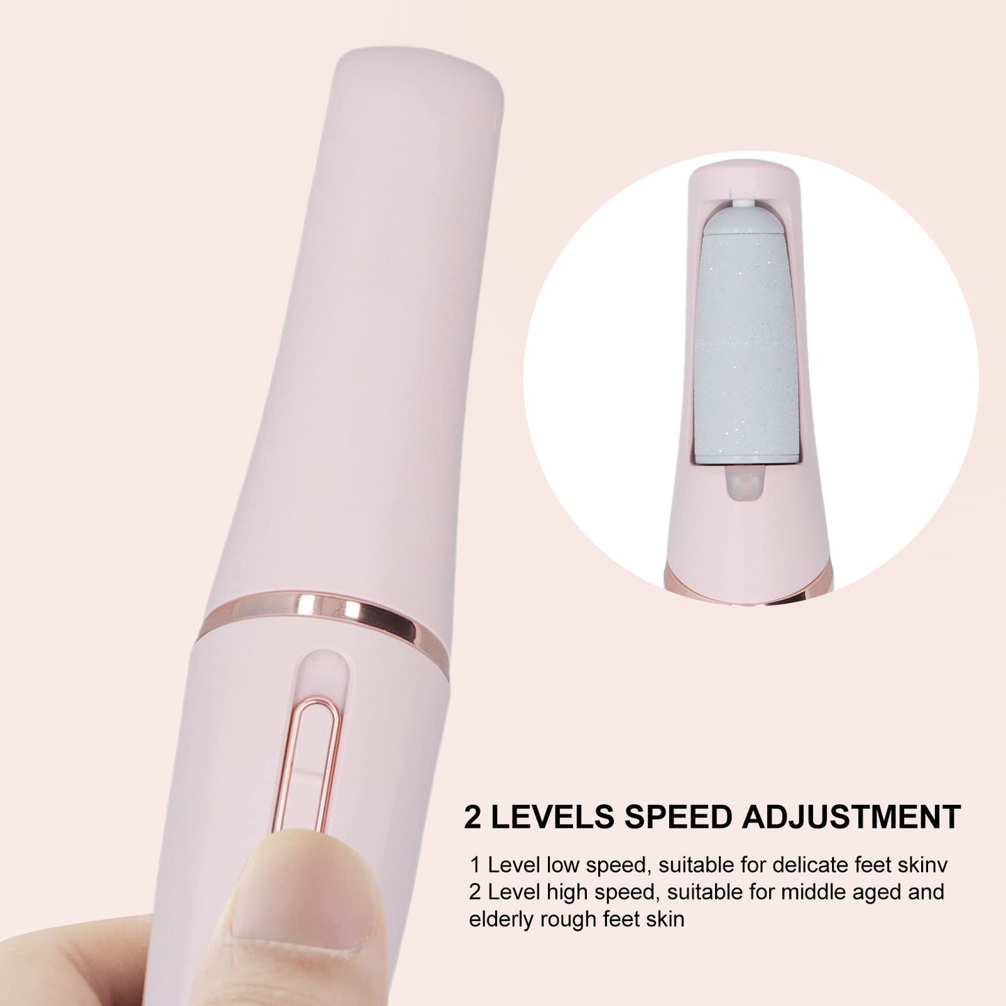 Electric Foot Grinder Callus Remover File for Feet 2 Levels Speed Setting Ergonomic Design USB Charging Grinder