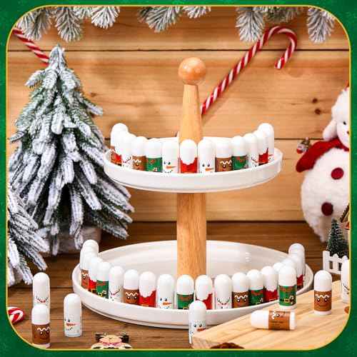 50 Pcs Christmas Peppermint Lip Balms Gifts Bulk, Mini Candy Scented Lip Moisturizer Xmas Party Stocking Stuffer Thank You Appreciation Gift for Women Coworker Staff Homeless (Xmas Character)