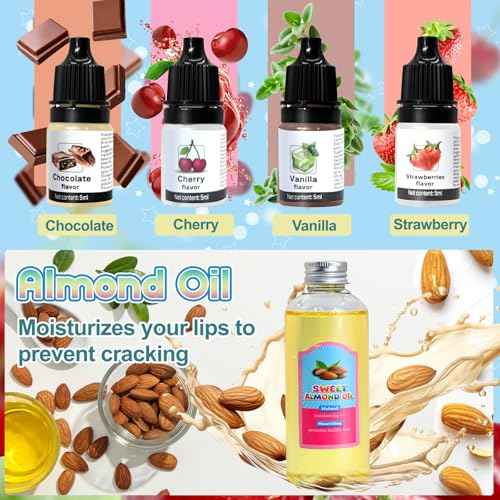 JUYRLE DIY Lip Balm Kit - Make Your Own Natural Beeswax Lip Balm with Containers, Moisturizing Base, Perfect for Kids and Adults