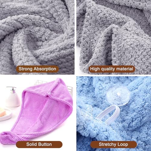 Soft Microfiber Hair Drying Towel Wrap, 5 Pack Elastic Hair Turbans for Fast Drying, Ideal for Women, Curly Wet Hair
