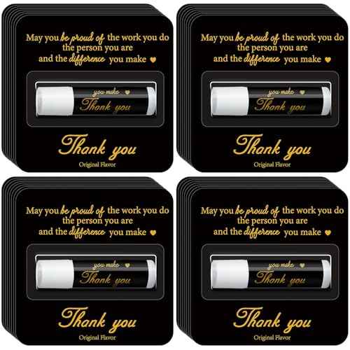30 Pack Christmas Employee Appreciation Gift Lip Balms Bulk Staff Teacher Team Volunteer Thank You Gift Thanksgiving Christmas Appreciation Party Favor for Women Men(Cool,Black Gold)