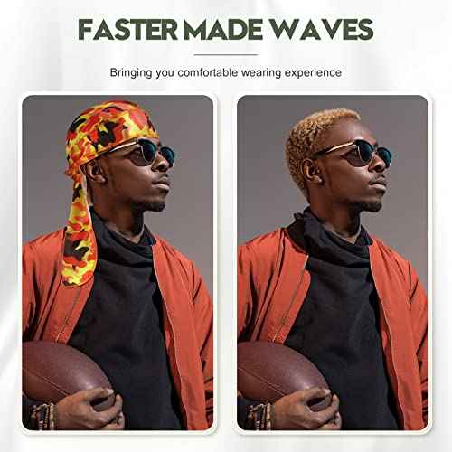 6 pcs Silky Durag with Long Tail and Wide Straps Colorful 360 Waves Doo Rags Durag Cap for Men and Women Hip Hop Rapper