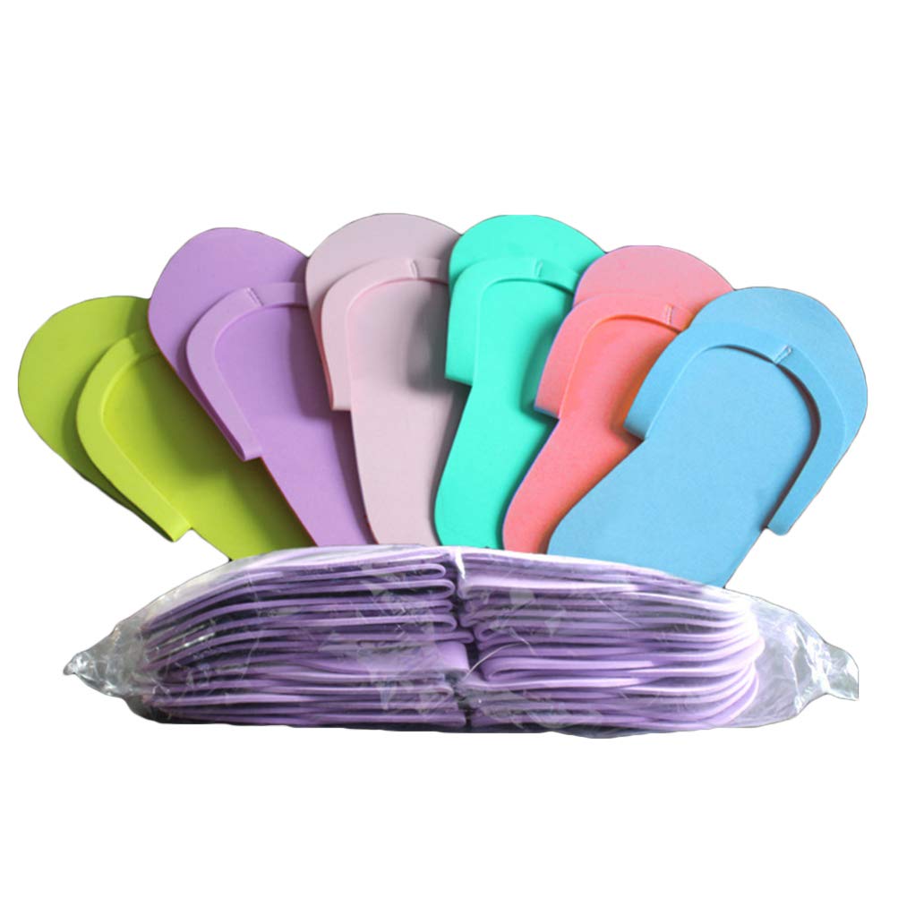EXCEART 36 Pairs Disposable Foam Pedicure Slipppers Spa Flip Flops Foam Sandals Pedicure for Foot Spa Salon (Random Color)