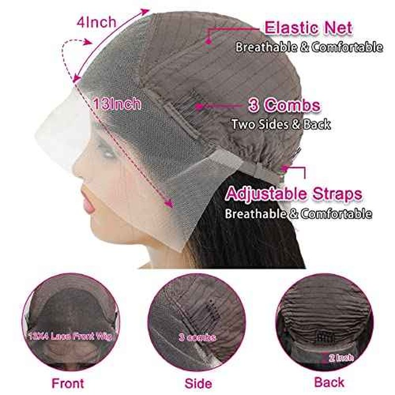 Straight Lace Front Wigs Human Hair 13x4 HD Transparent Lace Frontal Wig for Black Women Glueless Brazilian Virgin Hair 180% Density Pre Plucked with Baby Hair Hairline