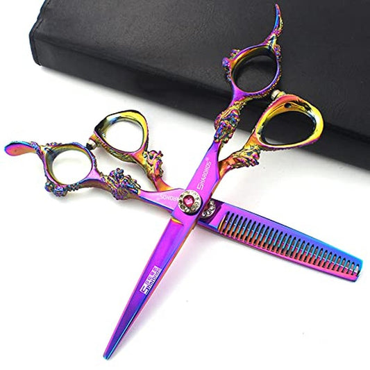 6" Professional Hairdressing Scissors Set, Hair Clipper/Household Stainless Steel Hair Clipper (6" Color Set)