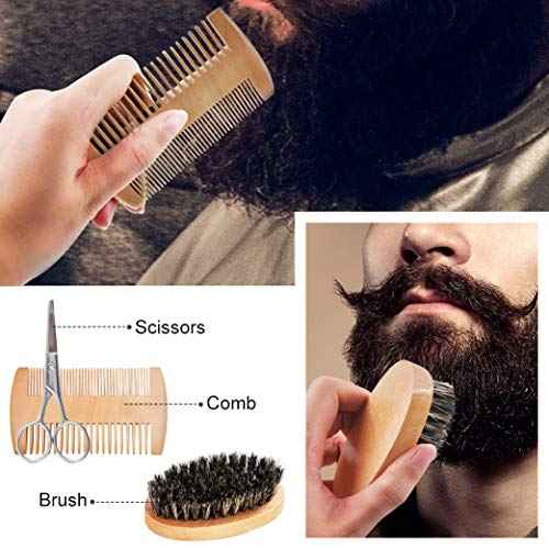 Beard Kit,Beard Grooming Kit w/Beard Wash/Shampoo,2 Packs Beard Oil,Beard Balm,Beard Wash,Brush,Comb,Scissor,Storage Bag,E-Book,Beard Care&Trimming Kit