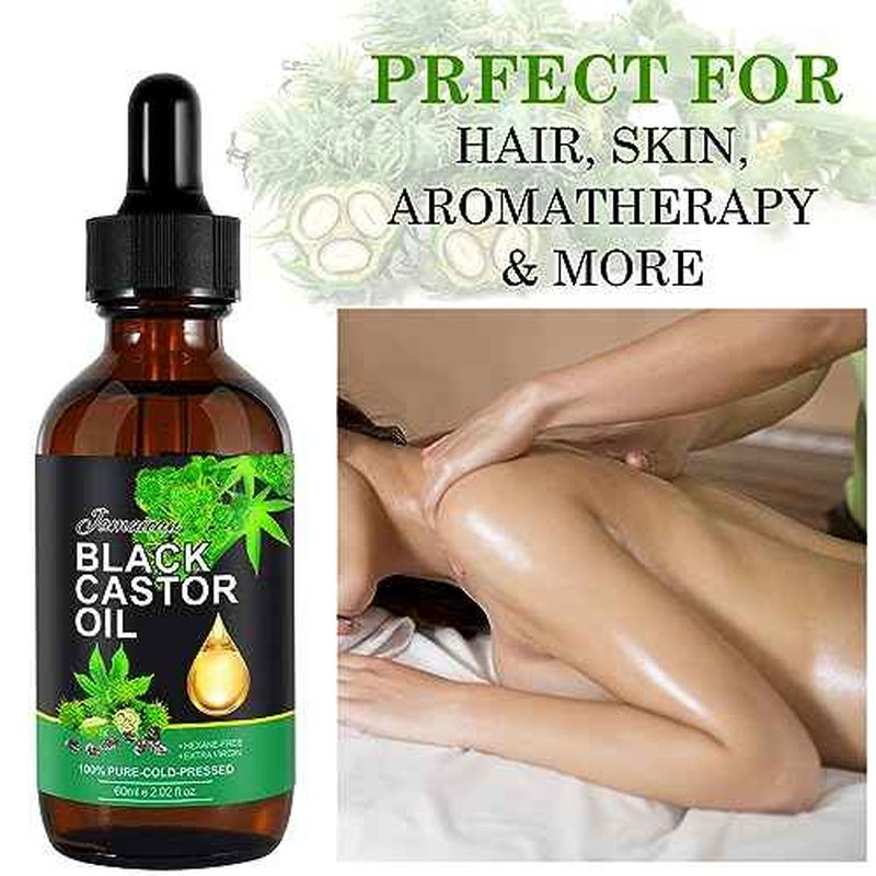 NIFEISHI Castor Oil, Jamaican Black Castor Oil Organic Cold Pressed Unrefined Glass Bottle, 100% Pure and Organic Castor Oil for Hair Growth Eyebrows Eyelashes Skin Use