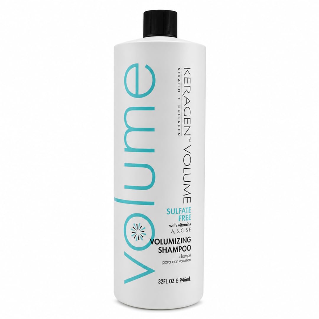 KERAGEN Sulfate-Free Volumizing Shampoo – Keratin & Collagen Blend for Fine, Color-Treated & Keratin-Treated Hair | Root Lift, Frizz Control & Structural Fortifier | Made in USA | 32 oz
