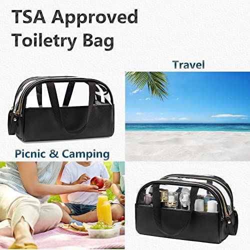 Ethereal Clear Makeup Bag, Large Opening TSA Approved Toiletry Bag Portable Cosmetic Bag for Women Tote Bag Waterproof Travel Makeup Bag Organizer