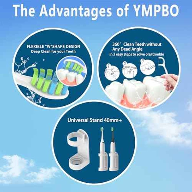 Toothbrush Replacement Heads Compatible with 7AM2M AM100/AM105/AM111 Electric Toothbrush, Soft Brush Bristles, 5 Pack White + 5 Pack Black