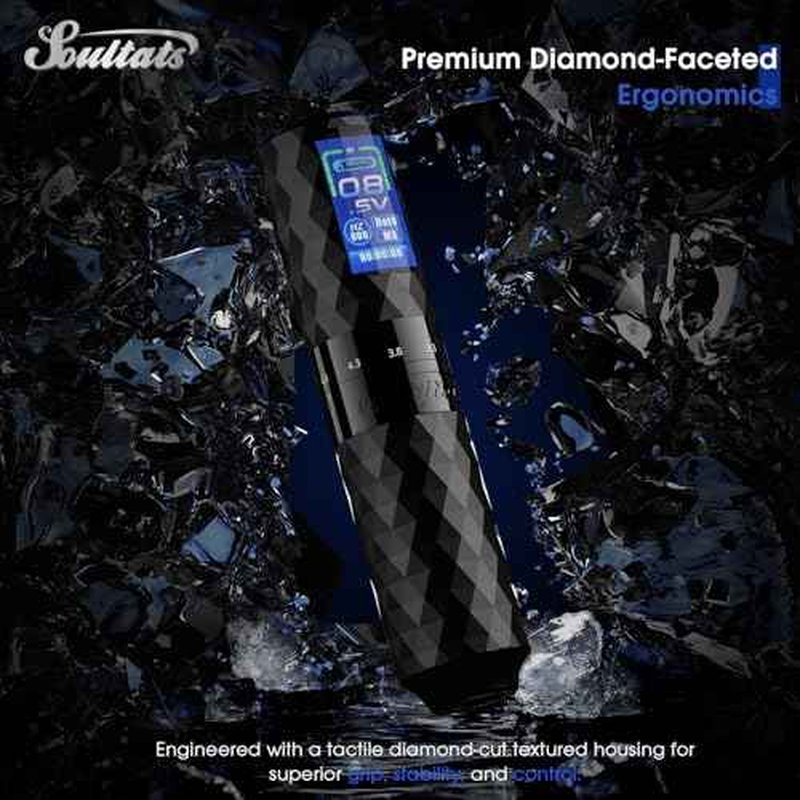 EZ Tattoo Gun - 6 Strokes 2.5-4.8mm Tattoo Machine Pen with Extra OLED Digital Display 1600mAh Battery Power Rotary Tattoo Gun for Beginners and Artists (Soultats Pro Black)