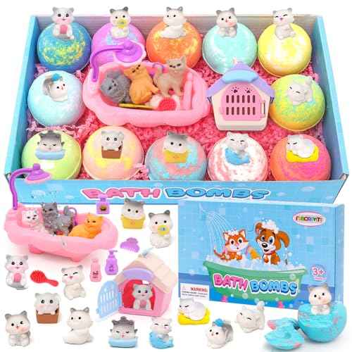 Bath Bombs for Kids with Surprise Inside Kids Bath Bombs with Toys for Boys Girls Handmade Fizzy Balls Bubble Bath Bomb Gift Set for Christmas New Year
