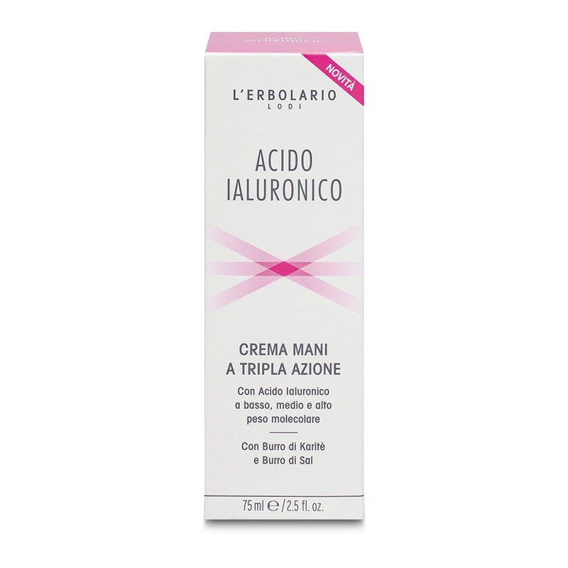 L'Erbolario Hyaluronic Acid Triple Action Hand Cream, 2.5 oz, Hand Lotion, with Shea Butter, Aromatic Scent, Moisturizing, Cruelty-Free