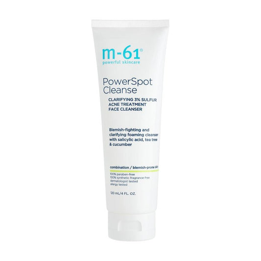 PowerSpot Cleanse Acne-Fighting Face Wash - 3% Sulfur, Glycolic & Salicylic Acid | For Combination & Blemish-Prone Skin | 4 Fl Oz
