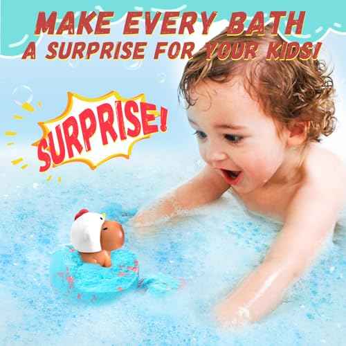 Bath Bombs for Kids with Surprise Inside Organic Bath Bombs Set for Girls Boys with Capybara Toys Inside Ideal Kids Birthday Christmas Easter Gift