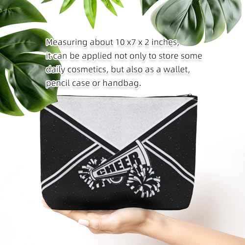 Cheer Makeup Bag Cheerleader Cosmetic Bag Cheerleader Gifts Cheerleading Gift for Women Her Cheer Team 6Pcs (Silver)
