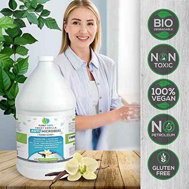 Antimicrobial Liquid Hand Soap (4 x 1 US Gallon) - Antibacterial Soap Refill - Hand Soap Refill Bottle - Cruelty Free Moisturizing Soap, Sweet Vanilla