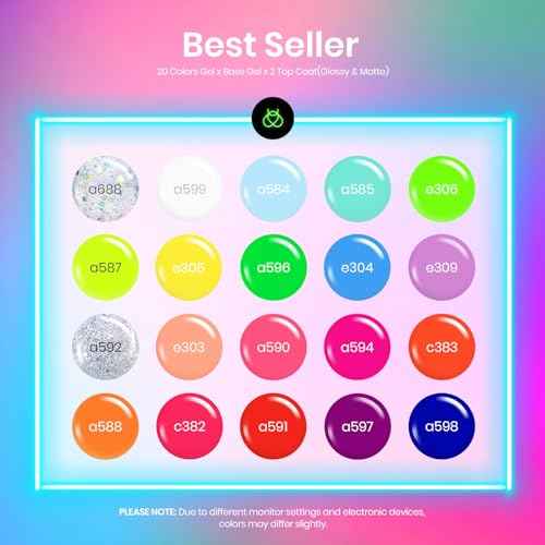 beetles Gel Polish Set, Halloween Neon Kit 20 Colors Gel Nail Polish with 3Pcs Base Gel Top Coat Hot Pink Orange Blue Magenta Lemon Green Colors Soak Off UV Manicure Rainbow Nail