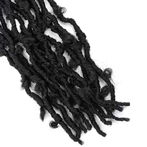 6 Packs 12 Inch Butterfly Faux Locs Crochet Hair for Black Women Distressed Faux Locs Pre looped Pre-twisted Braids (12 inch 6 pack, 1b)