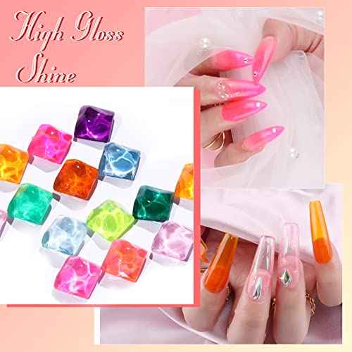 Jelly Gel Nail Polish, 12 Pcs Glossy Trendy Colors Transparent Nail Polish Set Nude Pink Purple Green Blue Yellow Colors Jelly Nail Polish Kit UV LED Soak Off Home DIY Nail Art Salon
