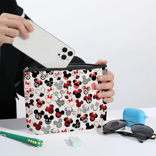 4PCS Cute Cartoon Print Makeup Bag Magic Cartoon Mouse Cosmetic Bag Cute Mouse Animal Lovers Gifts for Women Female Her Daughter Cousin Best Friend Bestie BFF Mothers Nurse Day Graduation Birthday